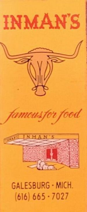 Inmans Restaurant - Matchbook (newer photo)